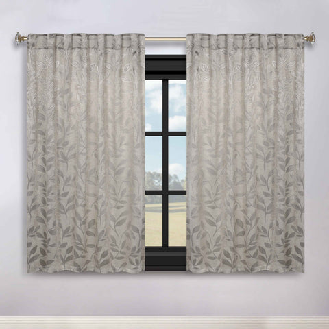 Leaves Room Darkening Back Tabs Blackout Curtain Panels, Set of 2