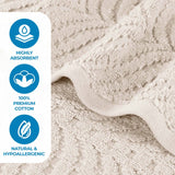 Chevron Zero Twist Solid and Jacquard Soft Cotton 12 Piece Towel Set