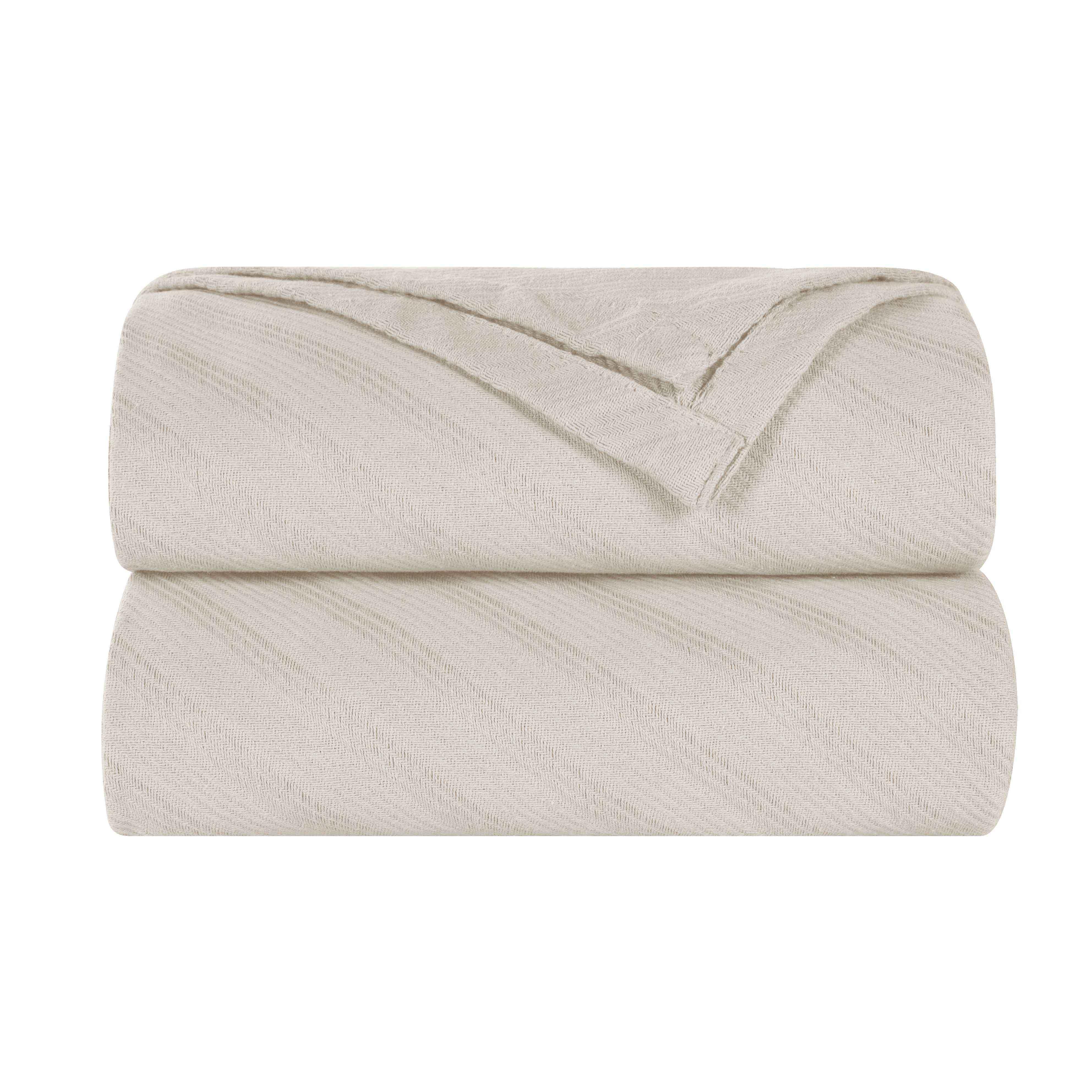Milan Cotton Textured Jacquard Striped Lightweight Woven Blanket