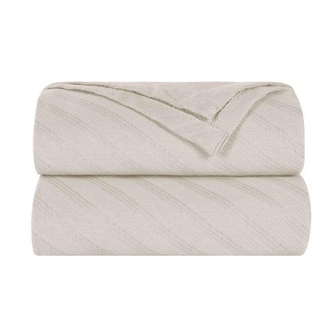 Milan Cotton Textured Jacquard Striped Lightweight Woven Blanket