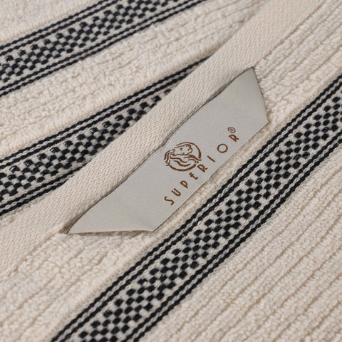 Brea Zero Twist Cotton Ribbed Geometric Border 12 Piece Towel Set