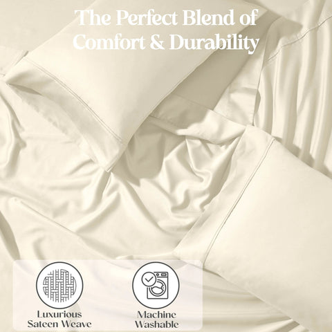 1200 Thread Count Cotton Rich Bed Sheet Set Solid Deep Pocket