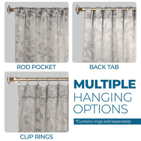 Leaves Room Darkening Back Tabs Blackout Curtain Panels, Set of 2