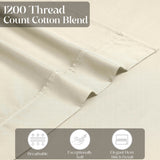 1200 Thread Count Cotton Rich Bed Sheet Set Solid Deep Pocket