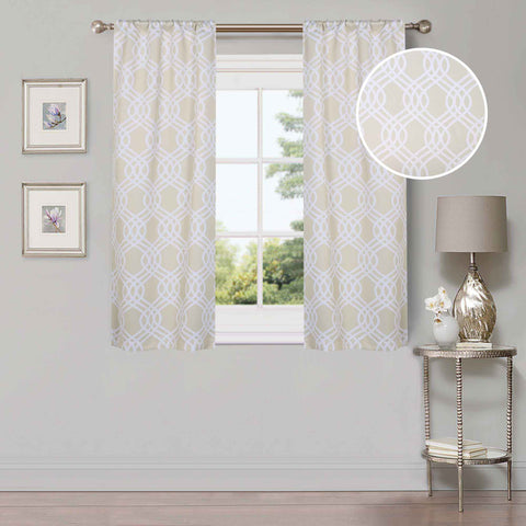 Ribbon Trellis Washable Room Darkening Blackout Curtains, Set of 2