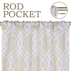 Ribbon Trellis Washable Room Darkening Blackout Curtains, Set of 2
