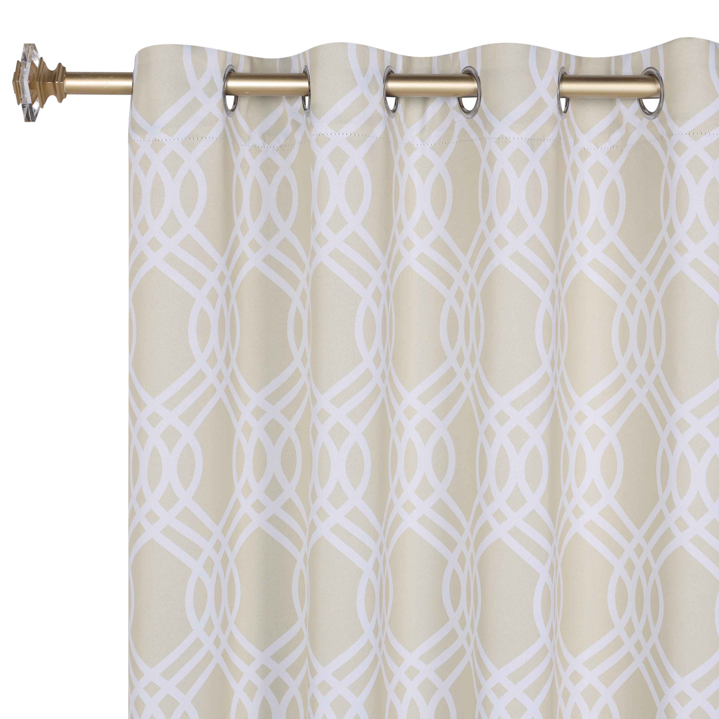 Ribbon Trellis Washable Room Darkening Blackout Curtains, Set of 2