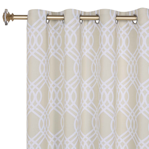 Ribbon Trellis Washable Room Darkening Blackout Curtains, Set of 2