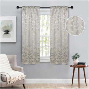 Leaves Room Darkening Washable Blackout Curtain Panels, Set of 2