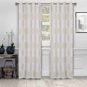 Ribbon Trellis Washable Room Darkening Blackout Curtains, Set of 2