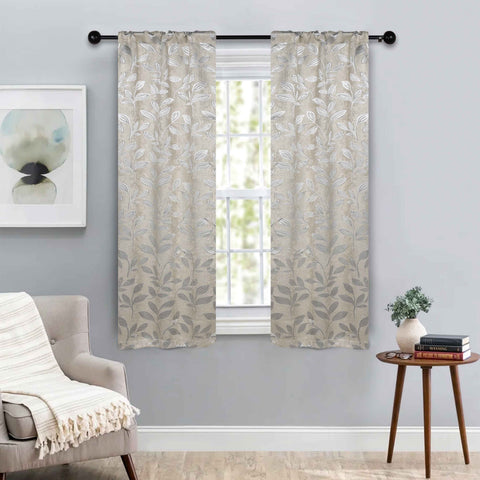 Leaves Room Darkening Washable Blackout Curtain Panels, Set of 2