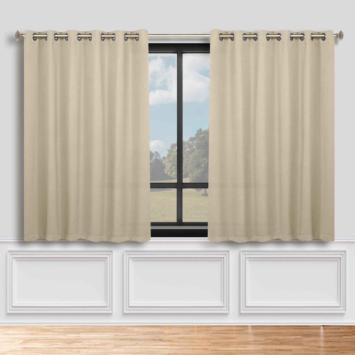 Blackout Window Curtains Classic Modern Room Darkening Set of 2