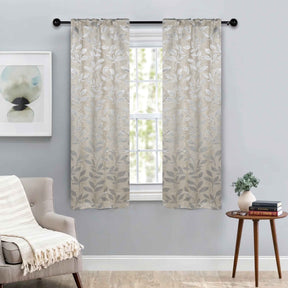 Leaves Room Darkening Washable Blackout Curtain Panels, Set of 2
