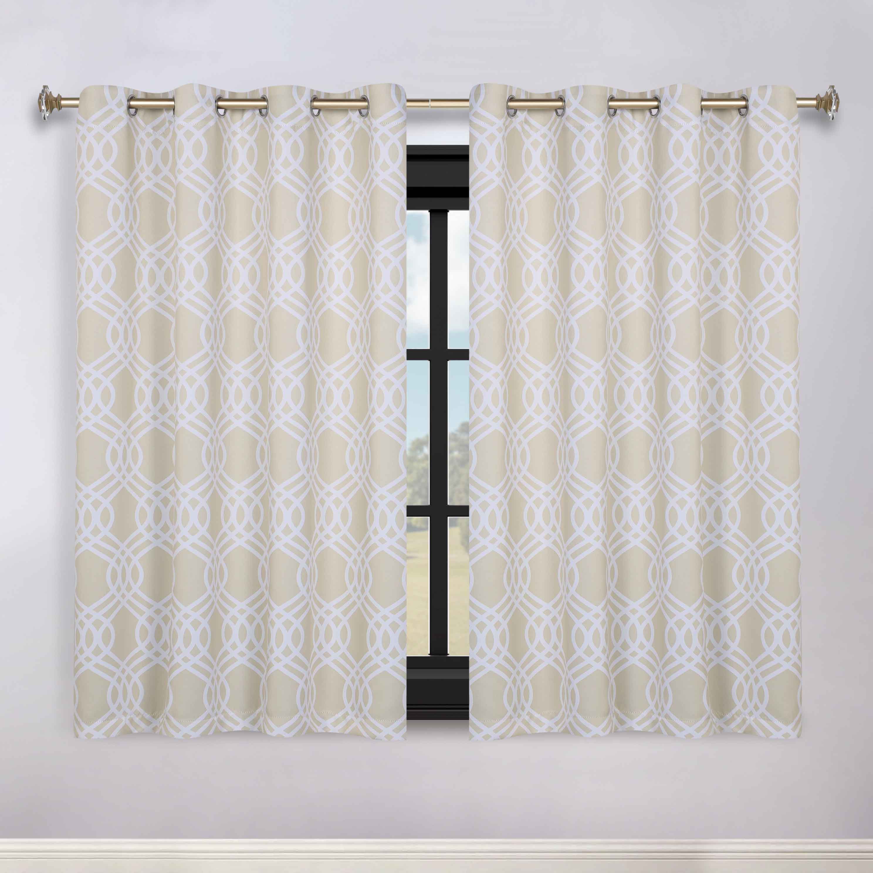 Ribbon Trellis Washable Room Darkening Blackout Curtains, Set of 2