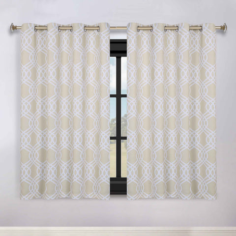 Ribbon Trellis Washable Room Darkening Blackout Curtains, Set of 2