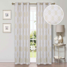 Ribbon Trellis Washable Room Darkening Blackout Curtains, Set of 2