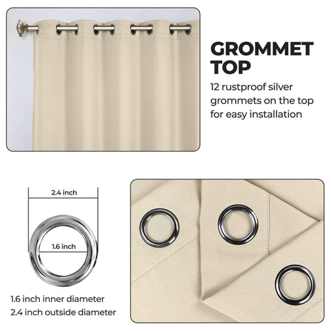 Blackout Window Curtains Classic Modern Room Darkening Set of 2