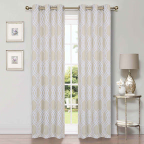 Ribbon Trellis Washable Room Darkening Blackout Curtains, Set of 2