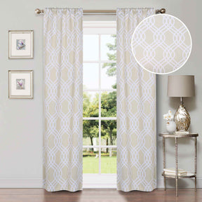 Ribbon Trellis Washable Room Darkening Blackout Curtains, Set of 2