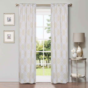 Ribbon Trellis Washable Room Darkening Blackout Curtains, Set of 2