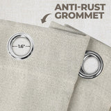 Linen Pattern Washable Room Darkening Blackout Curtains, Set of 2