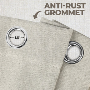 Linen Washable Room Darkening Blackout Curtains, Set of 2