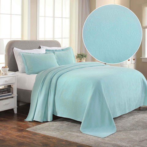 Lightweight Cotton Bedspread Set 3-Piece Paisley Jacquard Matelassé