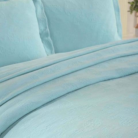 Lightweight Cotton Bedspread Set 3-Piece Paisley Jacquard Matelassé