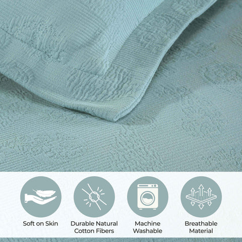 Lightweight Cotton Bedspread Set 3-Piece Paisley Jacquard Matelassé