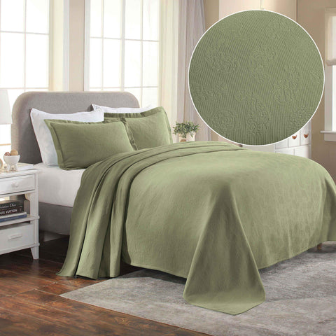 Lightweight Cotton Bedspread Set 3-Piece Paisley Jacquard Matelassé