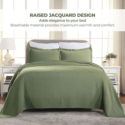 Lightweight Cotton Bedspread Set 3-Piece Paisley Jacquard Matelassé
