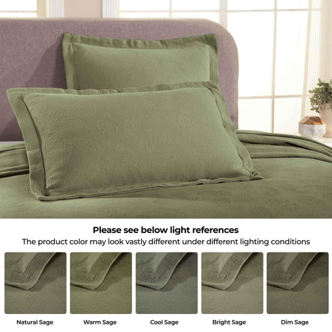 Lightweight Cotton Bedspread Set 3-Piece Paisley Jacquard Matelassé
