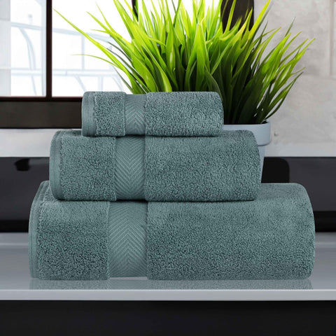 3 Piece Zero Twist Cotton Towels Soft Absorbent