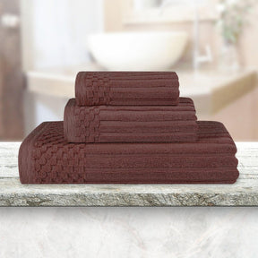 Soho Ribbed Cotton Absorbent 3 Piece Assorted Towel Set