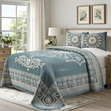 Kymbal Cotton Blend Woven Medallion Jacquard Bedspread Set