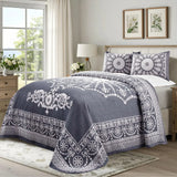 Kymbal Cotton Blend Woven Medallion Jacquard Bedspread Set