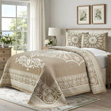 Kymbal Cotton Blend Woven Medallion Jacquard Bedspread Set