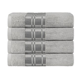 Larissa Cotton Geometric Border Bath Towel Set of 4
