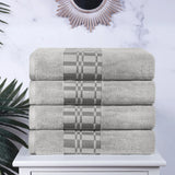 Larissa Cotton Geometric Border Bath Towel Set of 4