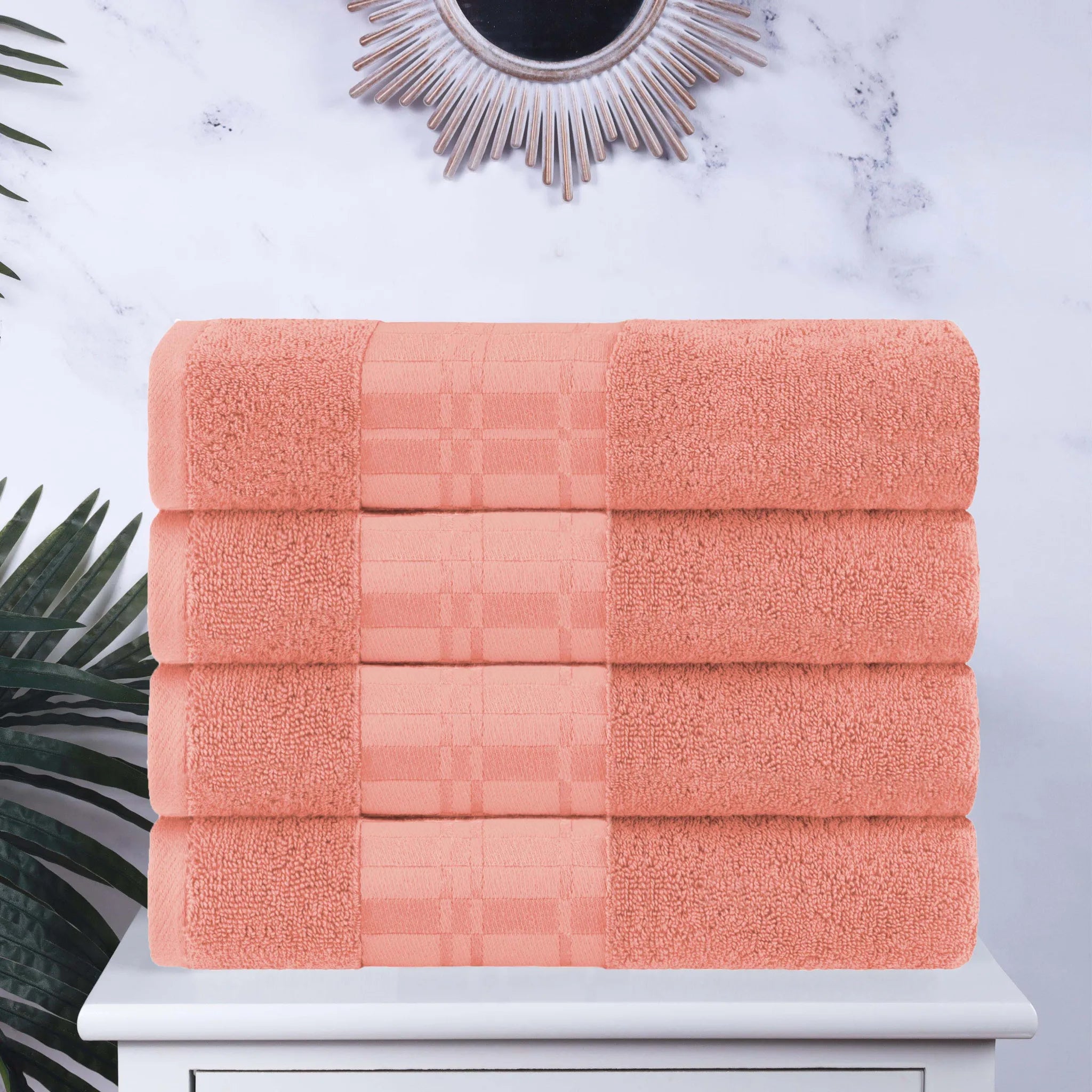 Larissa Cotton Geometric Border Bath Towel Set of 4
