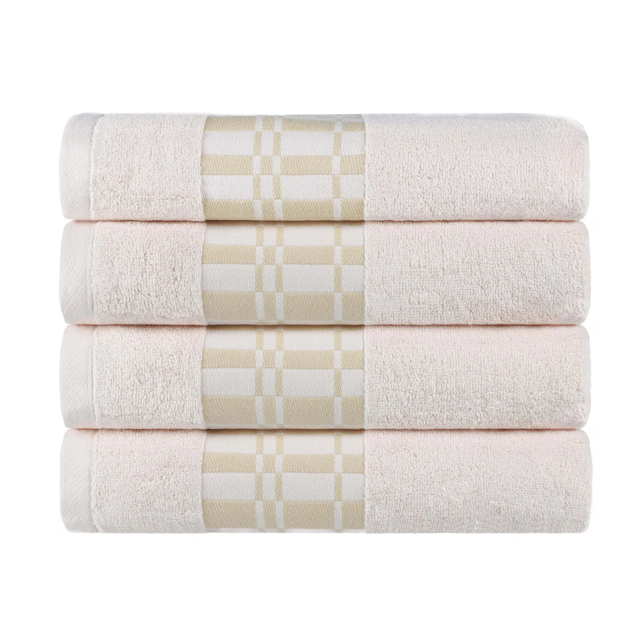 Larissa Cotton Geometric Border Bath Towel Set of 4