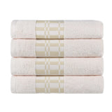 Larissa Cotton Geometric Border Bath Towel Set of 4