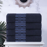 Larissa Cotton Geometric Border Bath Towel Set of 4