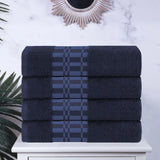 Larissa Cotton Geometric Border Bath Towel Set of 4