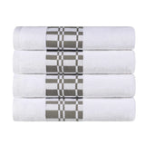 Larissa Cotton Geometric Border Bath Towel Set of 4