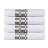 Larissa Cotton Geometric Border Bath Towel Set of 4