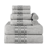 Larissa Cotton Geometric Border 8 Piece Assorted Towel Set