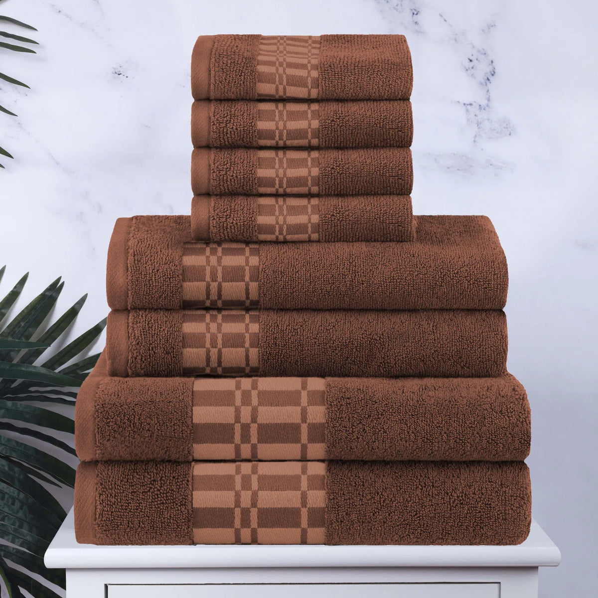 Larissa Cotton Geometric Border 8 Piece Assorted Towel Set