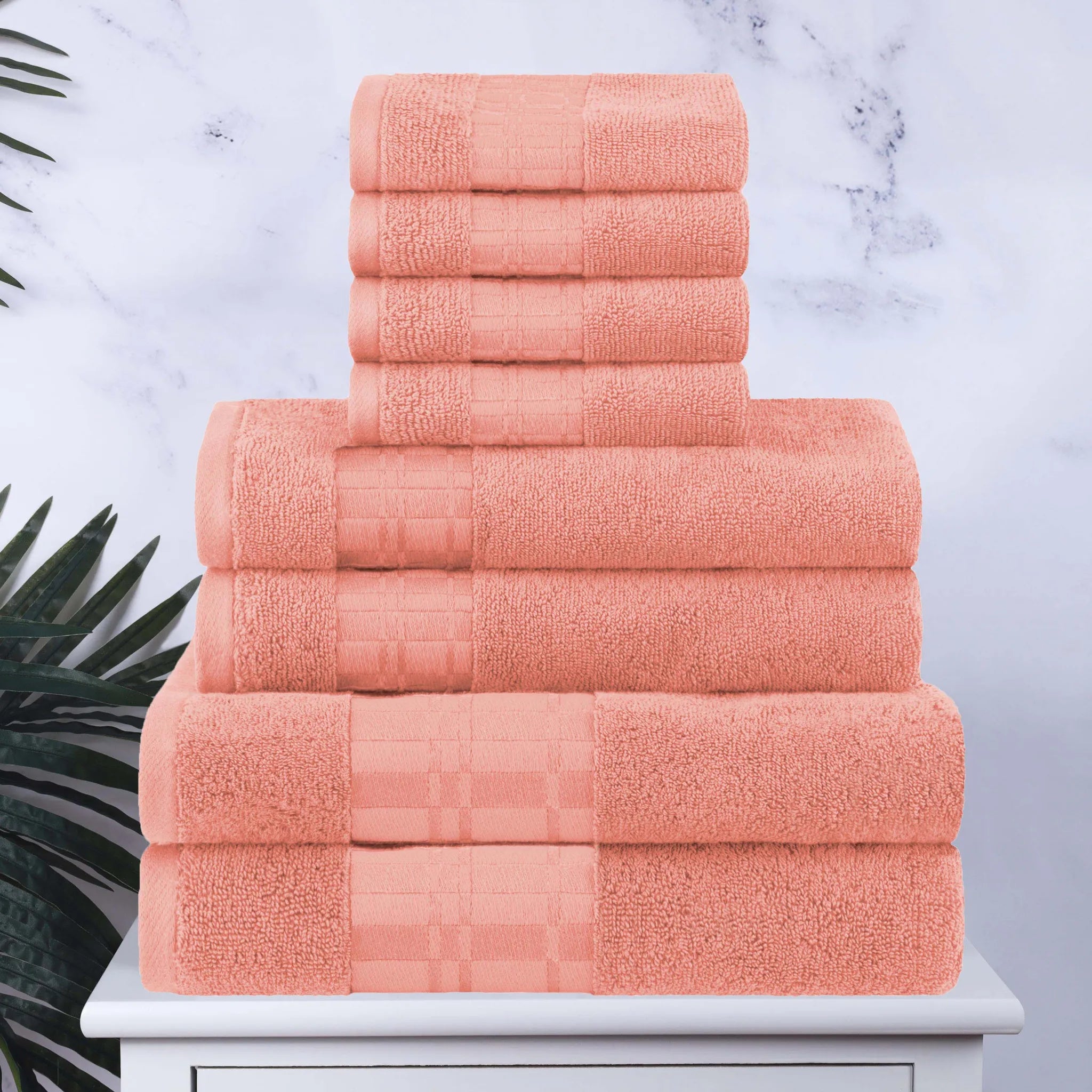 Larissa Cotton Geometric Border 8 Piece Assorted Towel Set