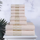 Larissa Cotton Geometric Border 8 Piece Assorted Towel Set